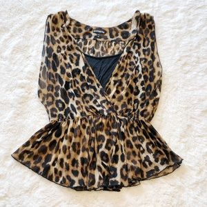 {Express} Leopard Peplum Blouse
